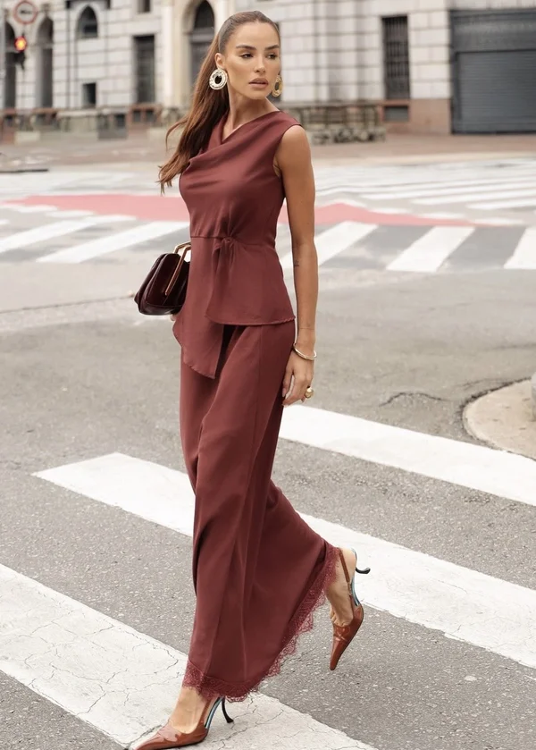 Saia Longa Viscose com Renda