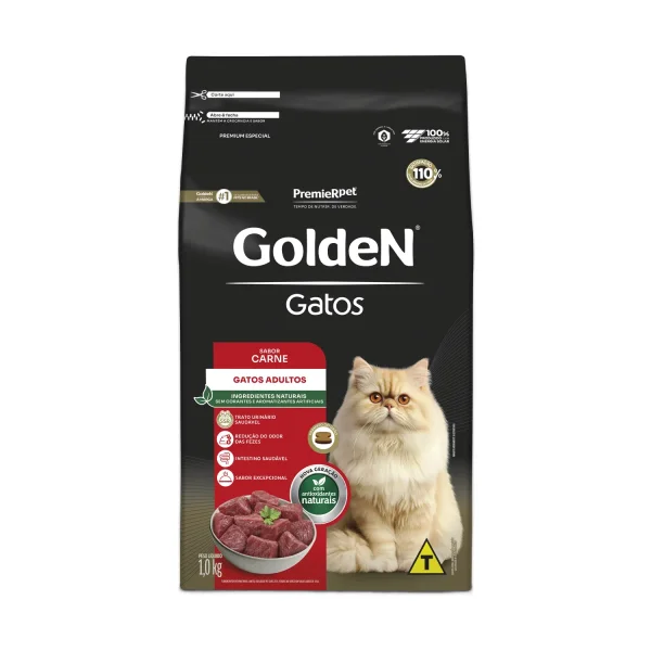 Ração Golden Gatos Adultos Sabor Carne 1kg