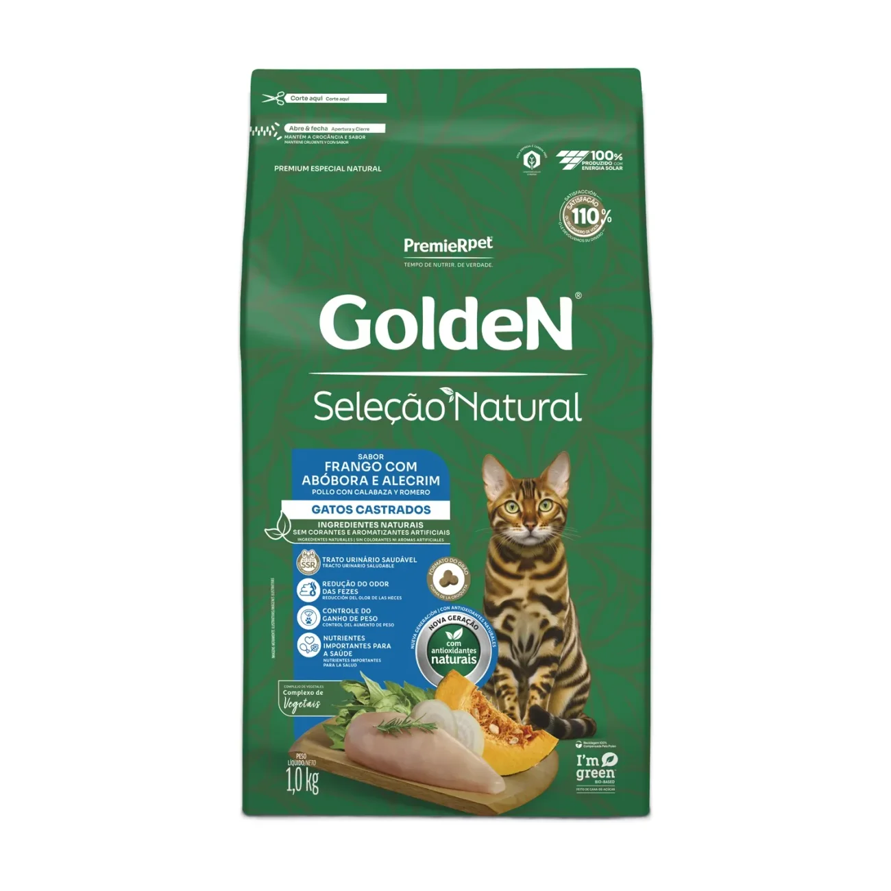 Ração Golden Seleção Natural Gatos Castrados Frango 1kg