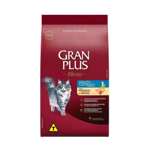 Ração Gran Plus Menu Gatos Castrados Frango e Arroz