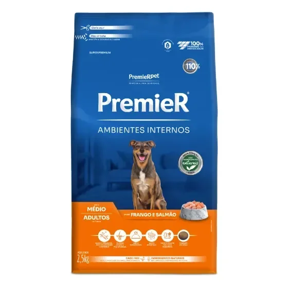 Ração Premier Ambientes Internos Cães Adultos Médio Frango