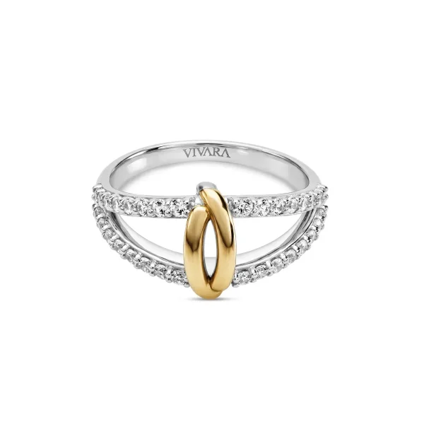 Anel Raya em Prata 925 e Ouro Amarelo 18k com Safira Incolor — foto 1