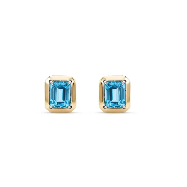 Brinco Al Mare em Prata 925 e Ouro Amarelo 18K com Topázio Swiss e Safira Incolor