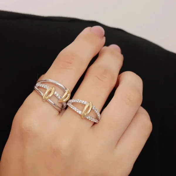 Anel Raya em Prata 925 e Ouro Amarelo 18k com Safira Incolor — foto 3