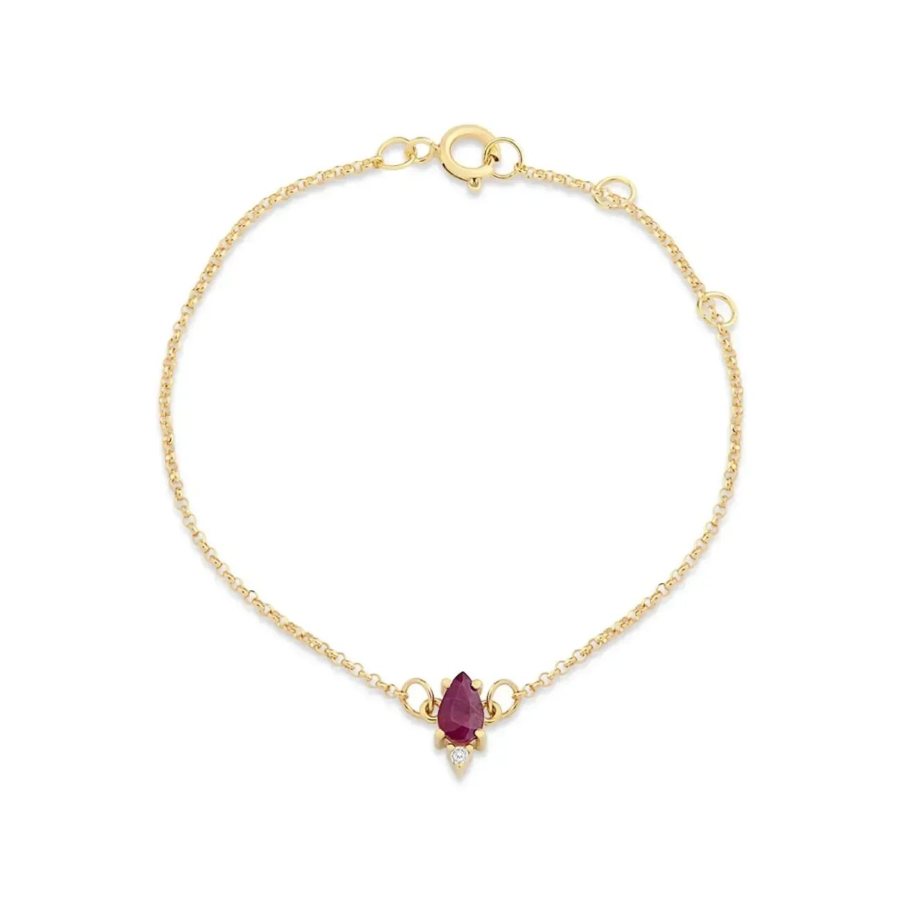 Pulseira Baby em Ouro Amarelo 18k com Rubi e Diamantes