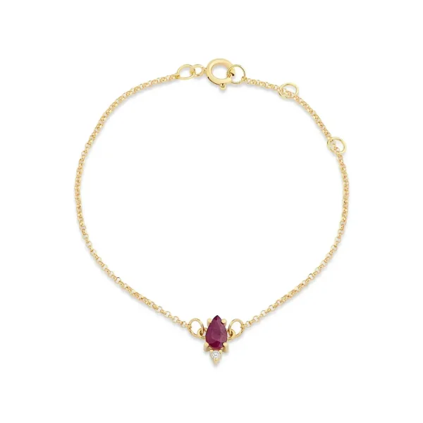Pulseira Baby em Ouro Amarelo 18k com Rubi e Diamantes