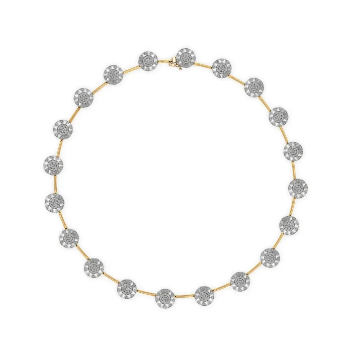 Colar Soleil em Ouro Amarelo 18k com Banho de Ródio Branco e Diamantes 4,7ct, 47cm