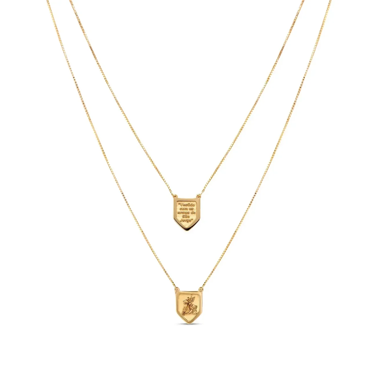 Escapulário São Jorge em Ouro Amarelo 18K, 70 cm