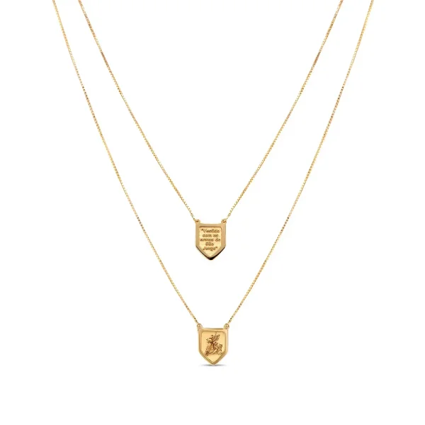 Escapulário São Jorge em Ouro Amarelo 18K, 70 cm