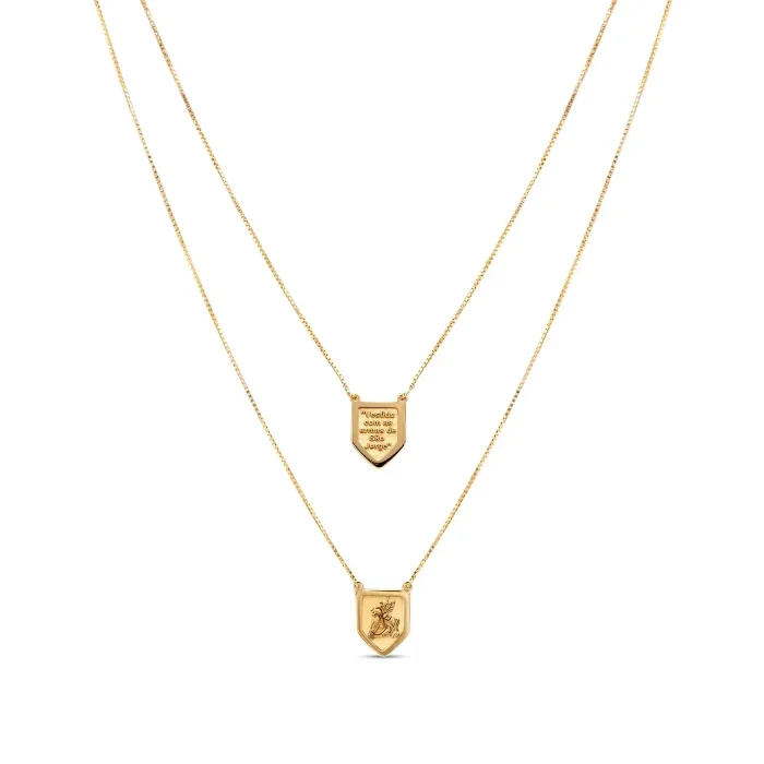Escapulário São Jorge em Ouro Amarelo 18K, 70 cm