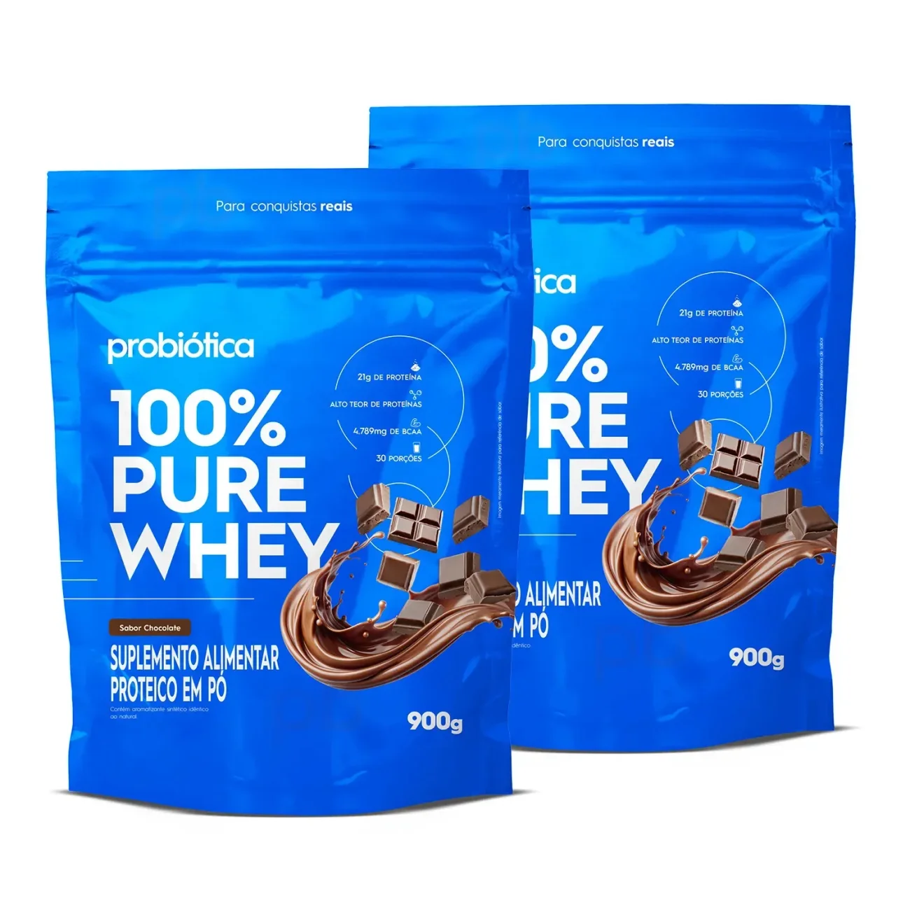 Kit 2x Whey Protein Concentrado 100% Pure Whey Refil 900g (Total 1,8kg) | Probiótica