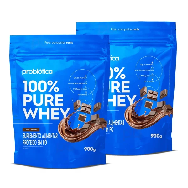 Kit 2x Whey Protein Concentrado 100% Pure Whey Refil 900g (Total 1,8kg) | Probiótica