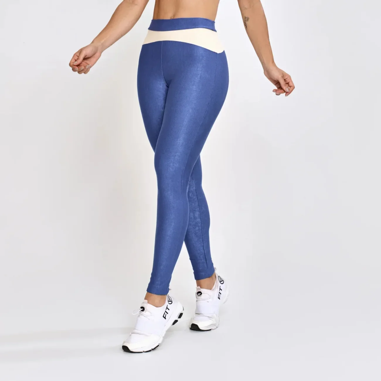Calça Legging Micro Canelada Flow Azul