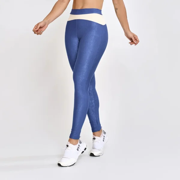 Calça Legging Micro Canelada Flow Azul