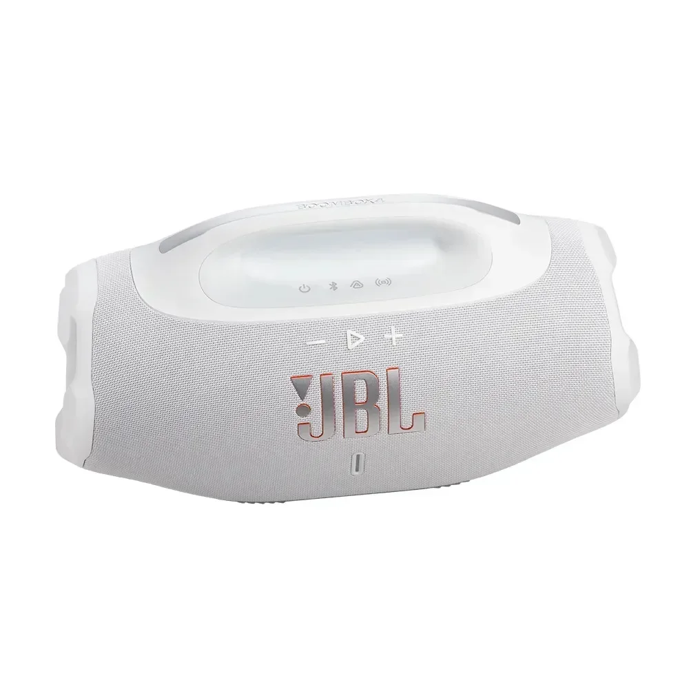 Caixa de Som Bluetooth JBL Boombox 4 Branca, Bateria de Até 34H à Prova d’Água e Resistente a Poeira IP68 e 210W