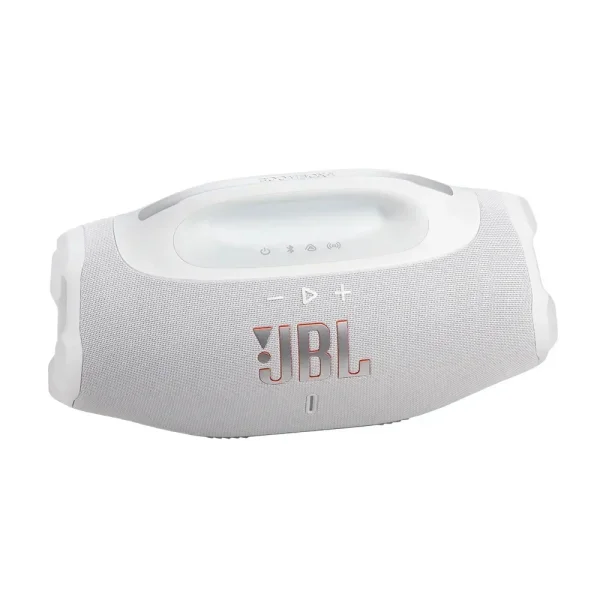 Caixa de Som Bluetooth JBL Boombox 4 Branca, Bateria de Até 34H à Prova d’Água e Resistente a Poeira IP68 e 210W
