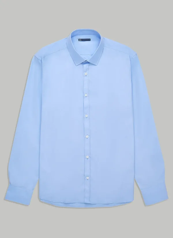 Camisa Social Masculina Manga Longa Azul NAV