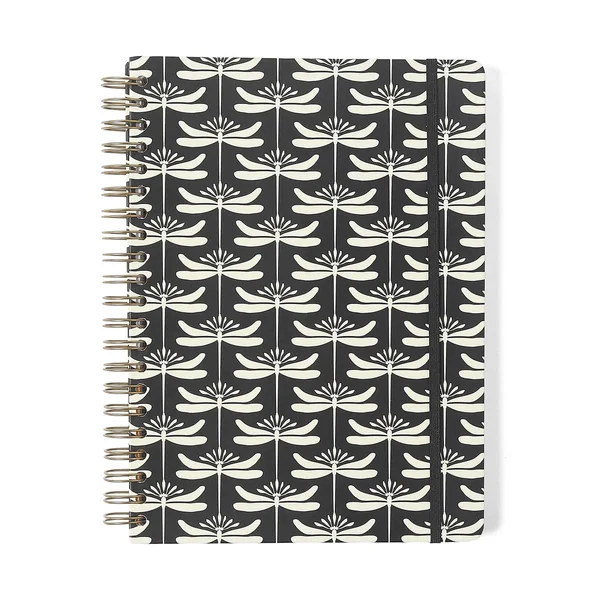 Caderno Espiral Libélulas Pautado 20x27,5 Preto 10 Matérias