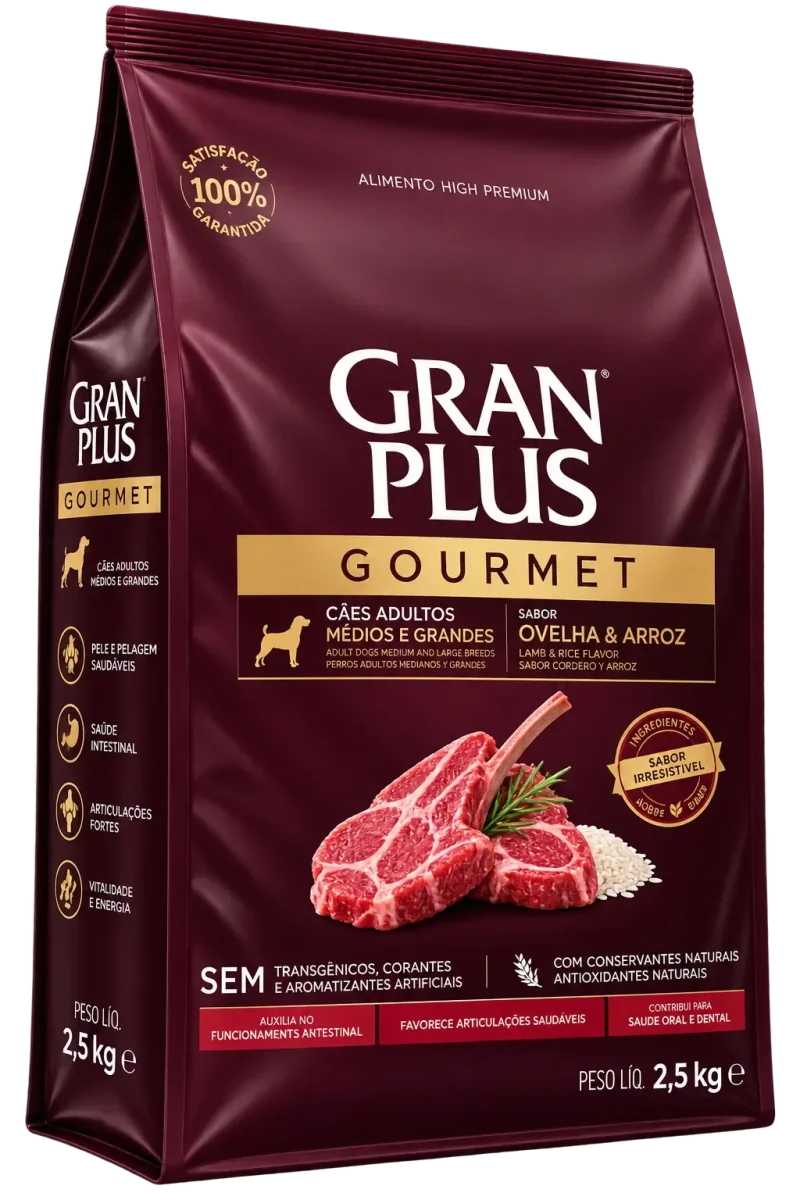 Ração Gran Plus Gourmet Cães Adultos Médios e Grandes Ovelha