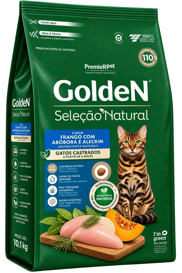 Ração Golden Seleção Natural Gatos Castrados Frango 1kg