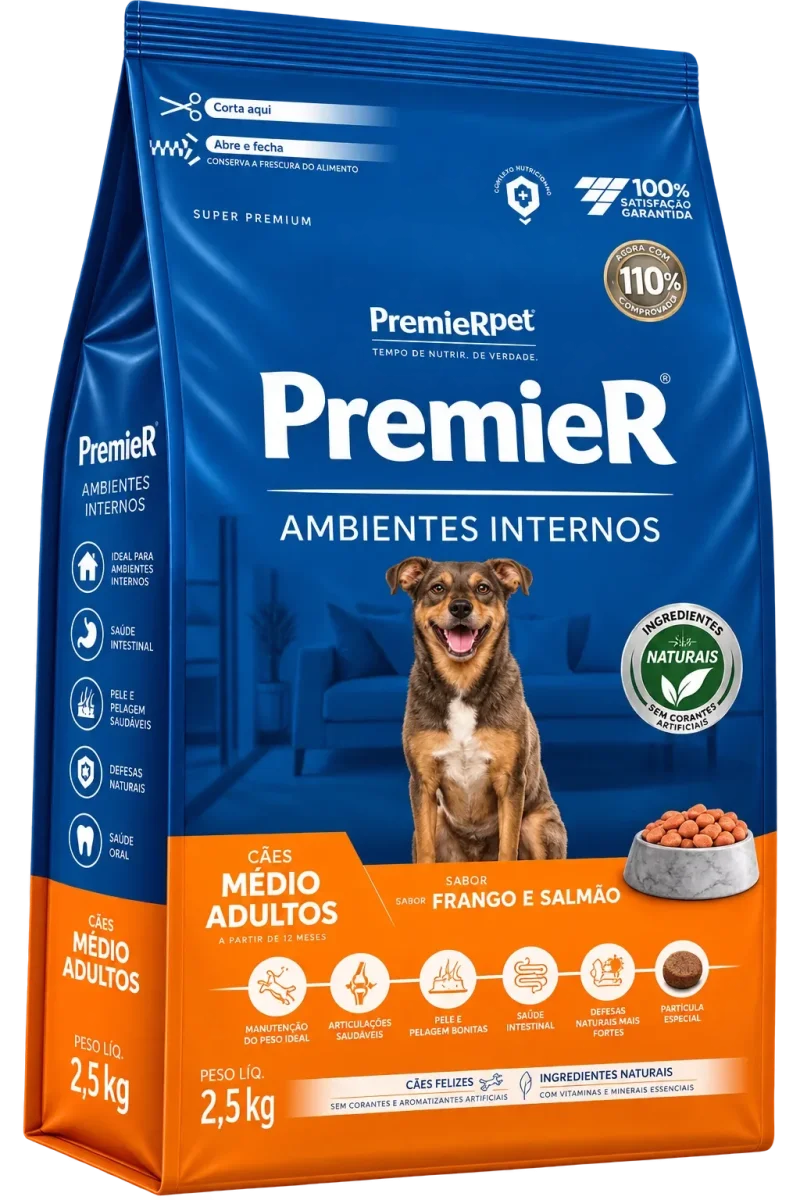 Ração Premier Ambientes Internos Cães Adultos Médio Frango