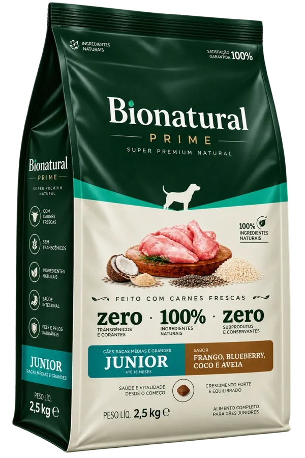 Ração Bionatural Prime Cães Filhotes Raças Médias e Grandes Frango 2,5 kg