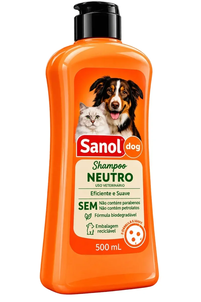 Shampoo Neutro Cães e Gatos Sanol 500 ml
