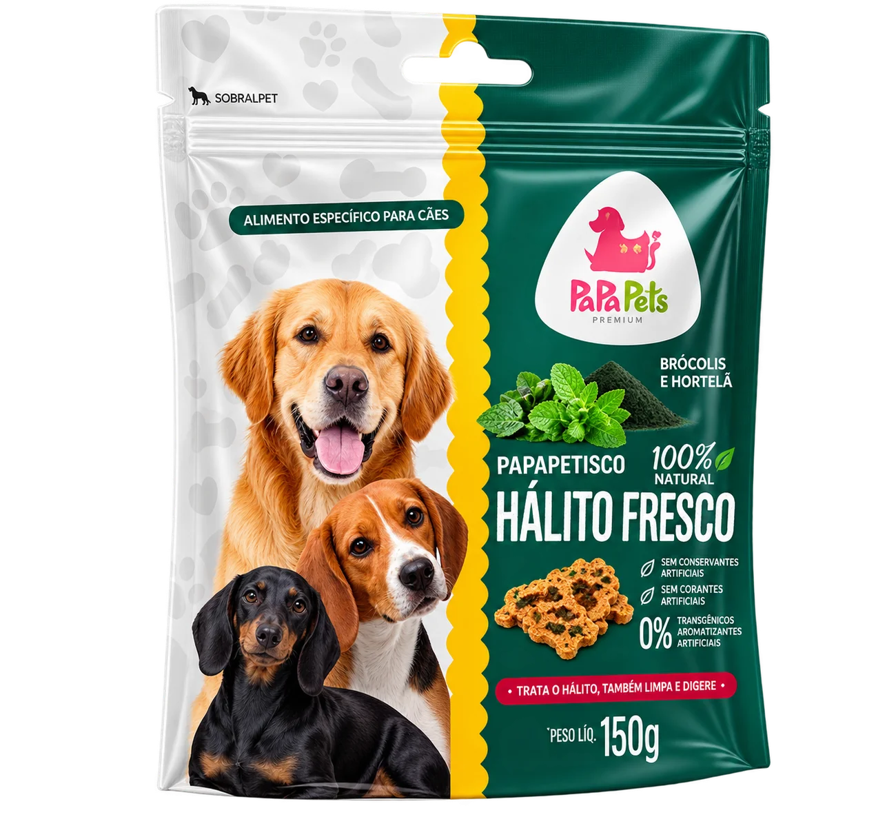 Petisco Natural para Cães Hálito Fresco 150g PaPaPets