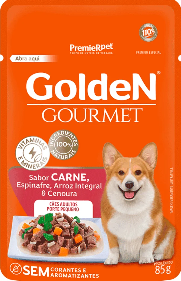Sachê Golden Gourmet Cães Adultos Porte Pequeno Carne 85g