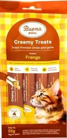 Snack Cremoso Úmido para Gatos Sabor Frango Buona Petux