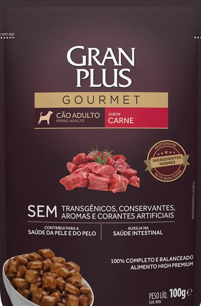 Sachê GranPlus Gourmet Cão Adulto Sabor Carne 100g
