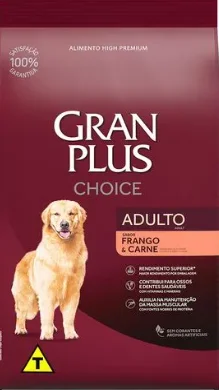 Ração Seca para Cães Adultos GranPlus Choice Frango e Carne