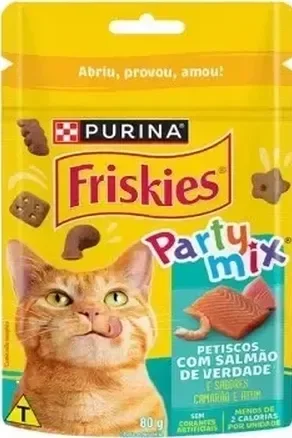 Petisco para Gatos Party Mix Salmão e Verdade Friskies