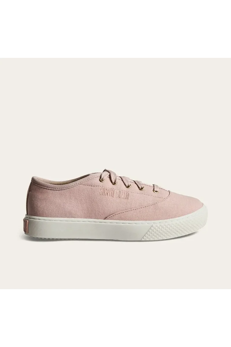 Tênis Casual Feminino em Lona Rosa com Solado Branco