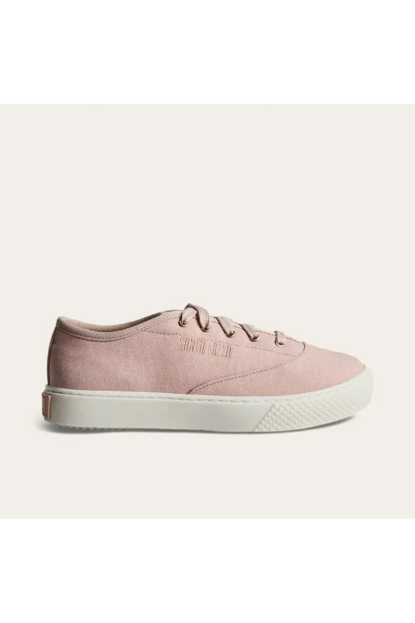 Tênis Casual Feminino em Lona Rosa com Solado Branco