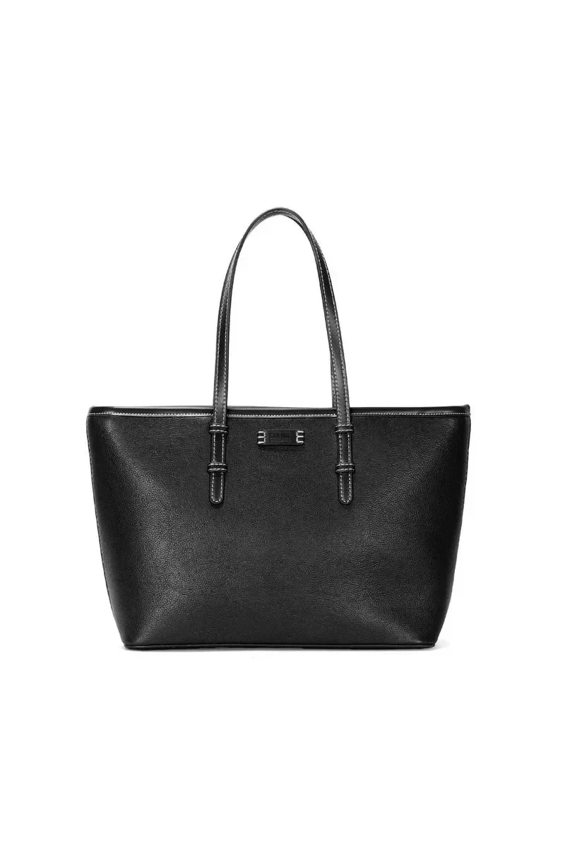 Bolsa Tote Preta Estruturada com Alça de Ombro
