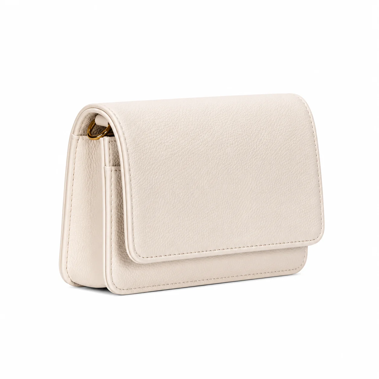 Bolsa Transversal Off White com Tampa e Textura