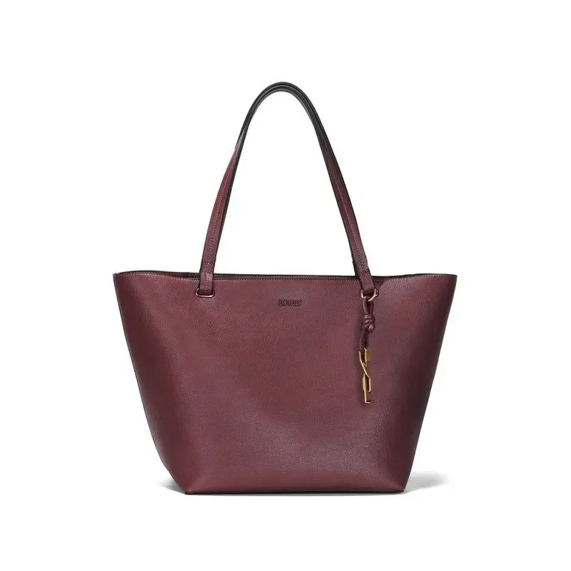 Bolsa Tote Feminina Vinho Texturizada com Alça de Ombro