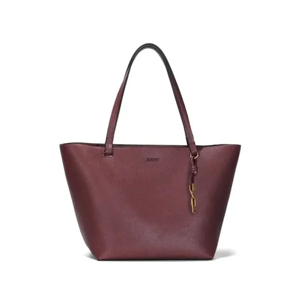 Bolsa Tote Feminina Vinho Texturizada com Alça de Ombro