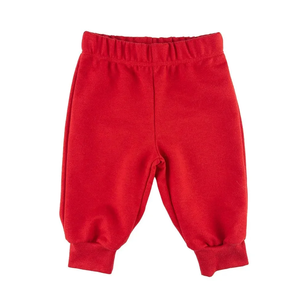Calça Bebê em Moletinho Vermelha com Punho