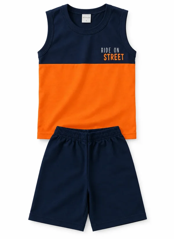 Conjunto Verão Menino Regata e Bermuda Ride on Street