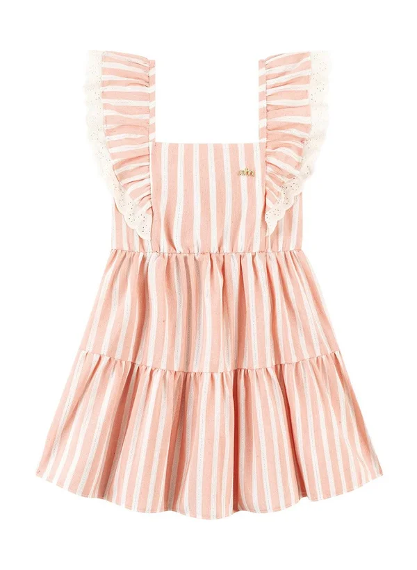 Vestido Infantil Menina Sand Glow com Renda Bordado Inglês
