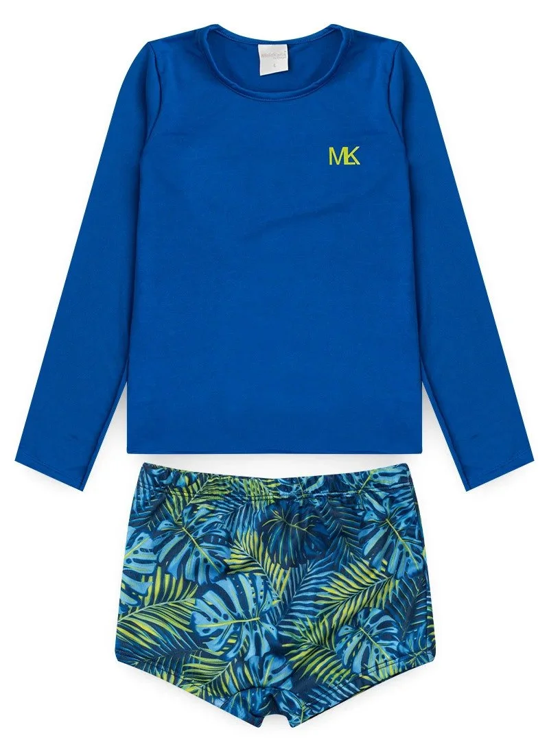 Conjunto Praia Infantil Menino Azul com Sunga Tropical