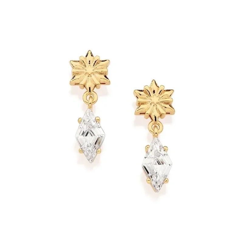 BRINCO FLOCO DE NEVE BANHADO A OURO 18K COM ZIRCÔNIAS