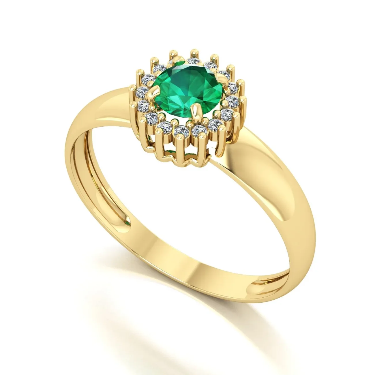 Anel Majestic Esmeralda e Diamantes Naturais Ouro 18k