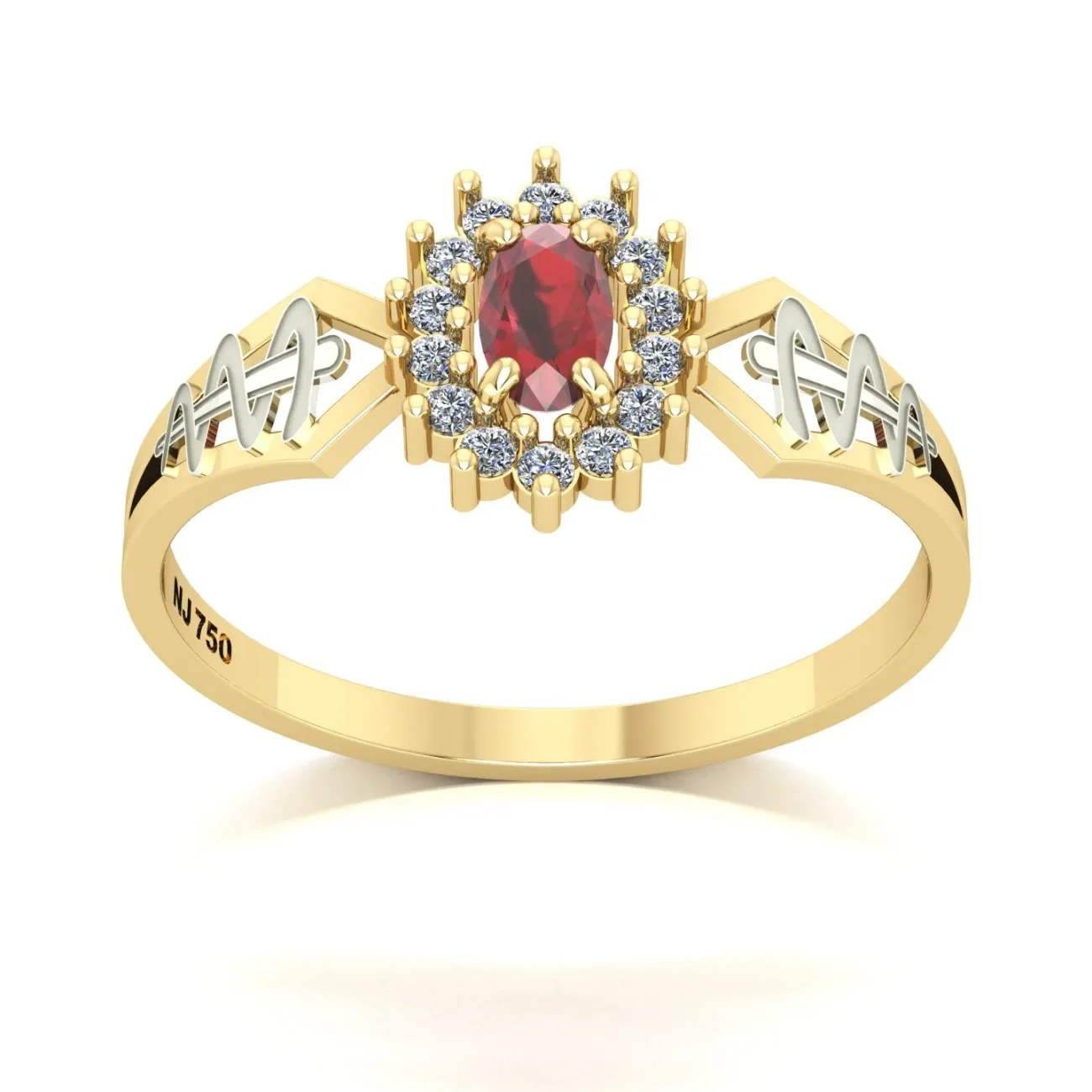 Anel de Formatura Odontologia Rubi Ouro 18K