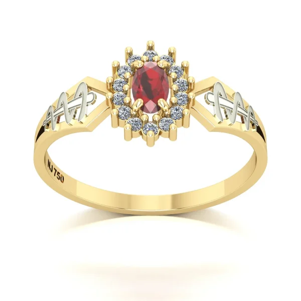 Anel de Formatura Odontologia Rubi Ouro 18K