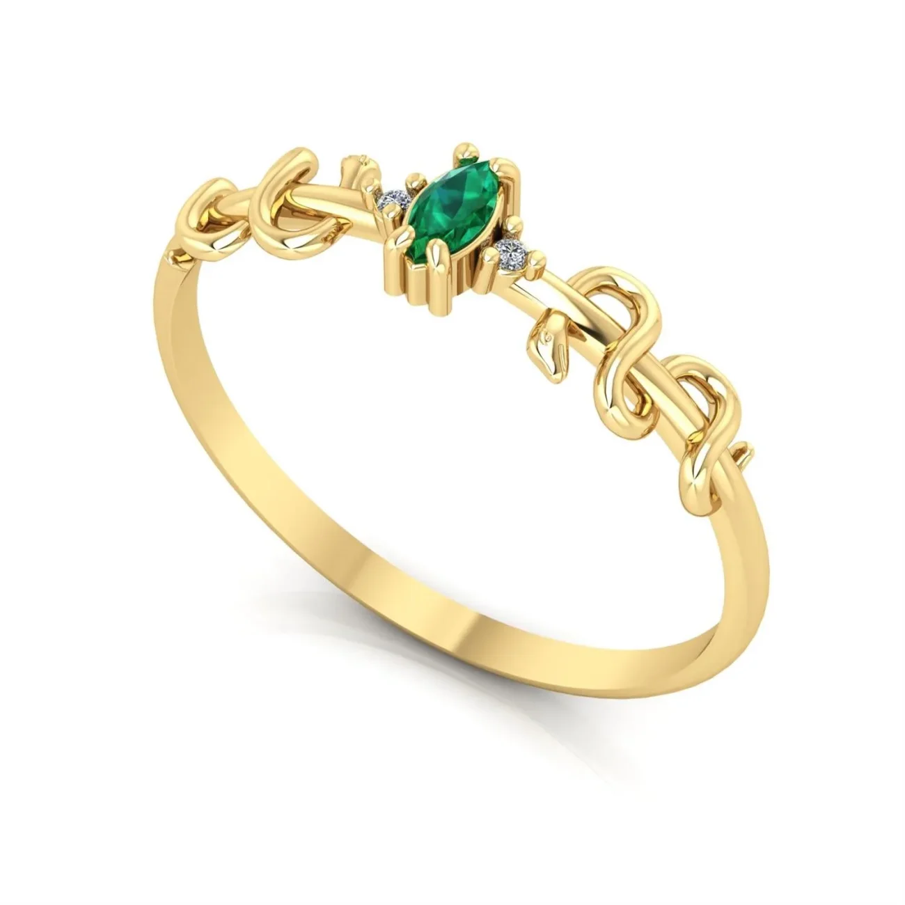 Anel de Formatura de Medicina Snakes Ouro 18k