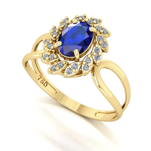 Anel Magnus Flos Safira e Diamantes Naturais Ouro 18k