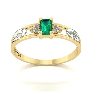 Anel de Ouro com Esmeralda e Diamantes